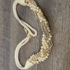 Vintage 1980’s Women’s Statement Rope Belt Bridal Ivory, Gold ,Pearls Bridal